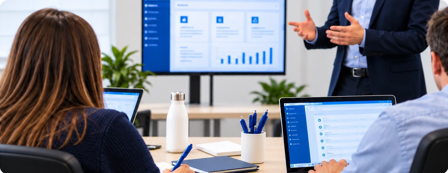 Accompagnement des participants pendant une formation informatique.